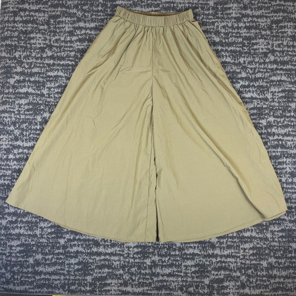 Dazy Khaki Tan Wide Leg Culotte Pants Elastic High Waist Flowy Trousers Size M